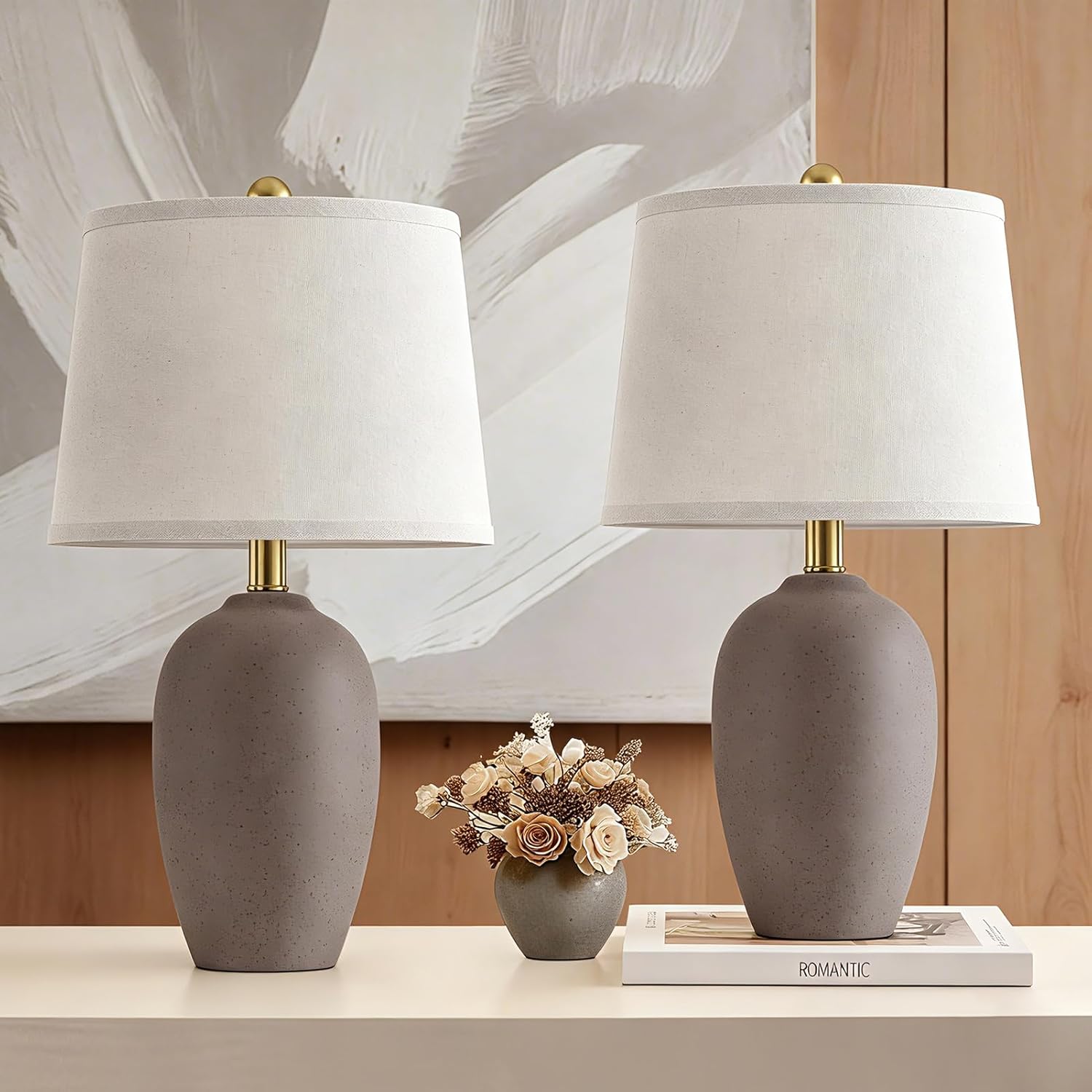 Set of 2 Farmhouse Ceramic Sma - Solar Lamp 评论和价格